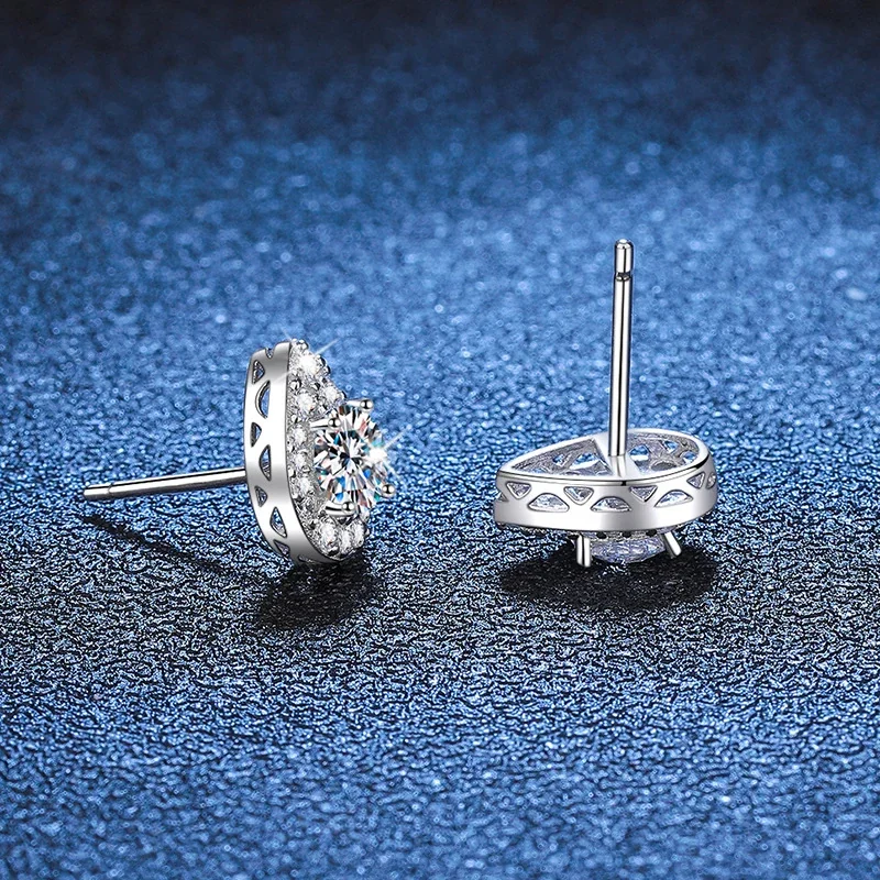 Luminous Teardrop Halo 925 Sterling Silver Stud Earrings