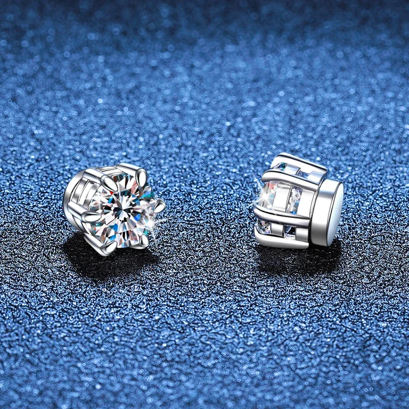 Brilliant Round Six-Prong 925 Sterling Silver Stud Earrings