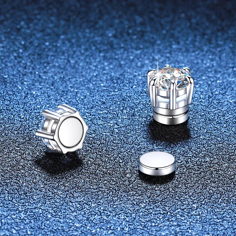 Brilliant Round Six-Prong 925 Sterling Silver Stud Earrings