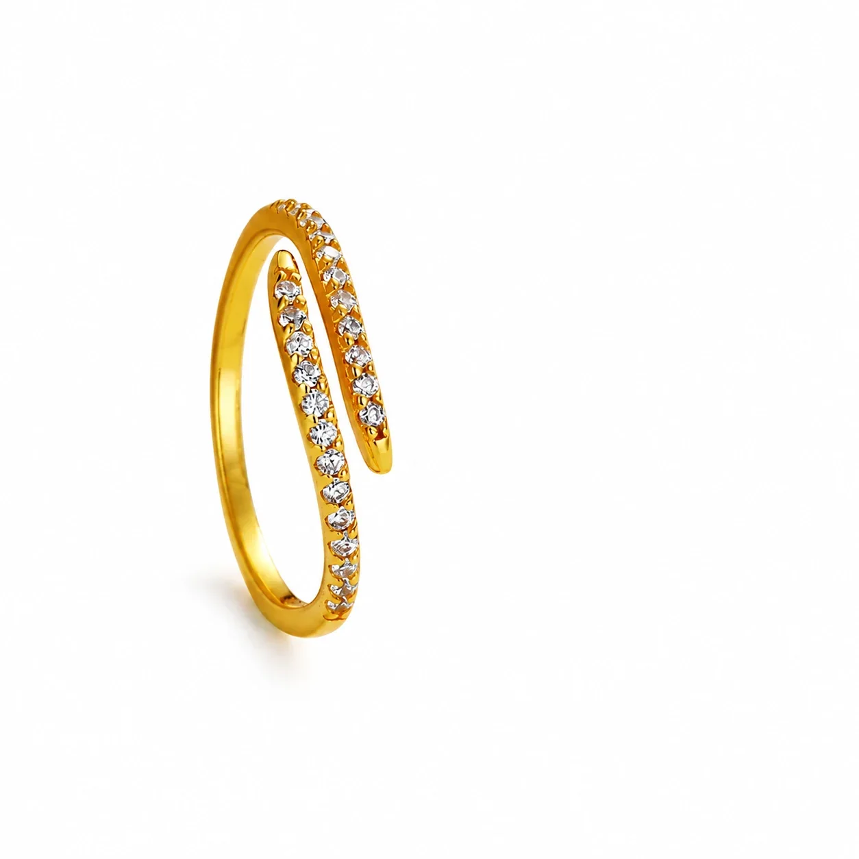 Sleek 925 Sterling Silver Double-Row Pavé Open Ring