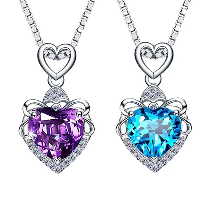 Ornate 925 sterling silver Ribbon-Frame Heart Pendant Necklace