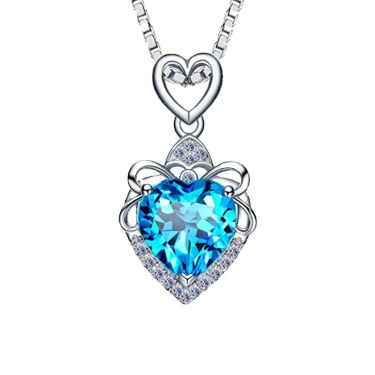 Ornate 925 sterling silver Ribbon-Frame Heart Pendant Necklace