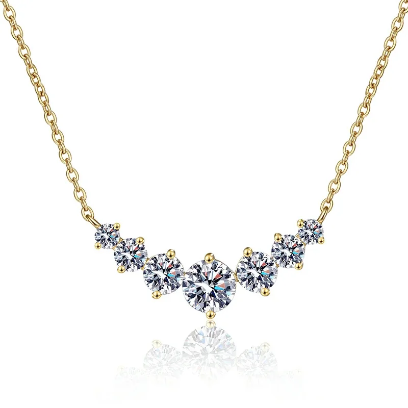 Radiant Gold-Plated 925 Sterling Silver Prong-Set Necklace