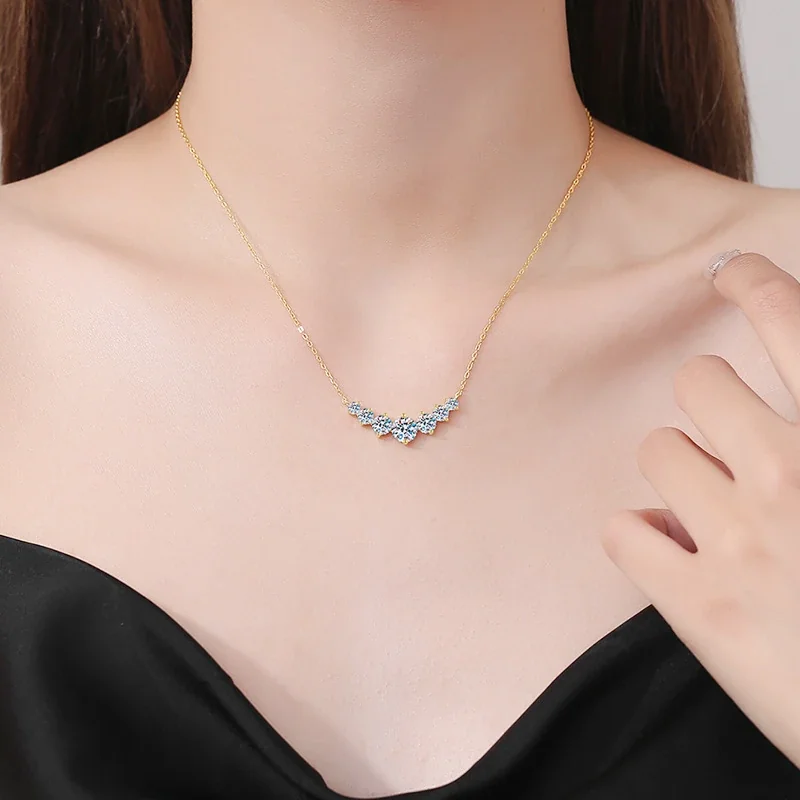 Radiant Gold-Plated 925 Sterling Silver Prong-Set Necklace