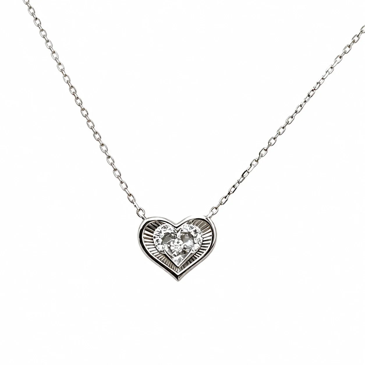 Radiant 925 Sterling Silver Heart Stone Pendant Necklace