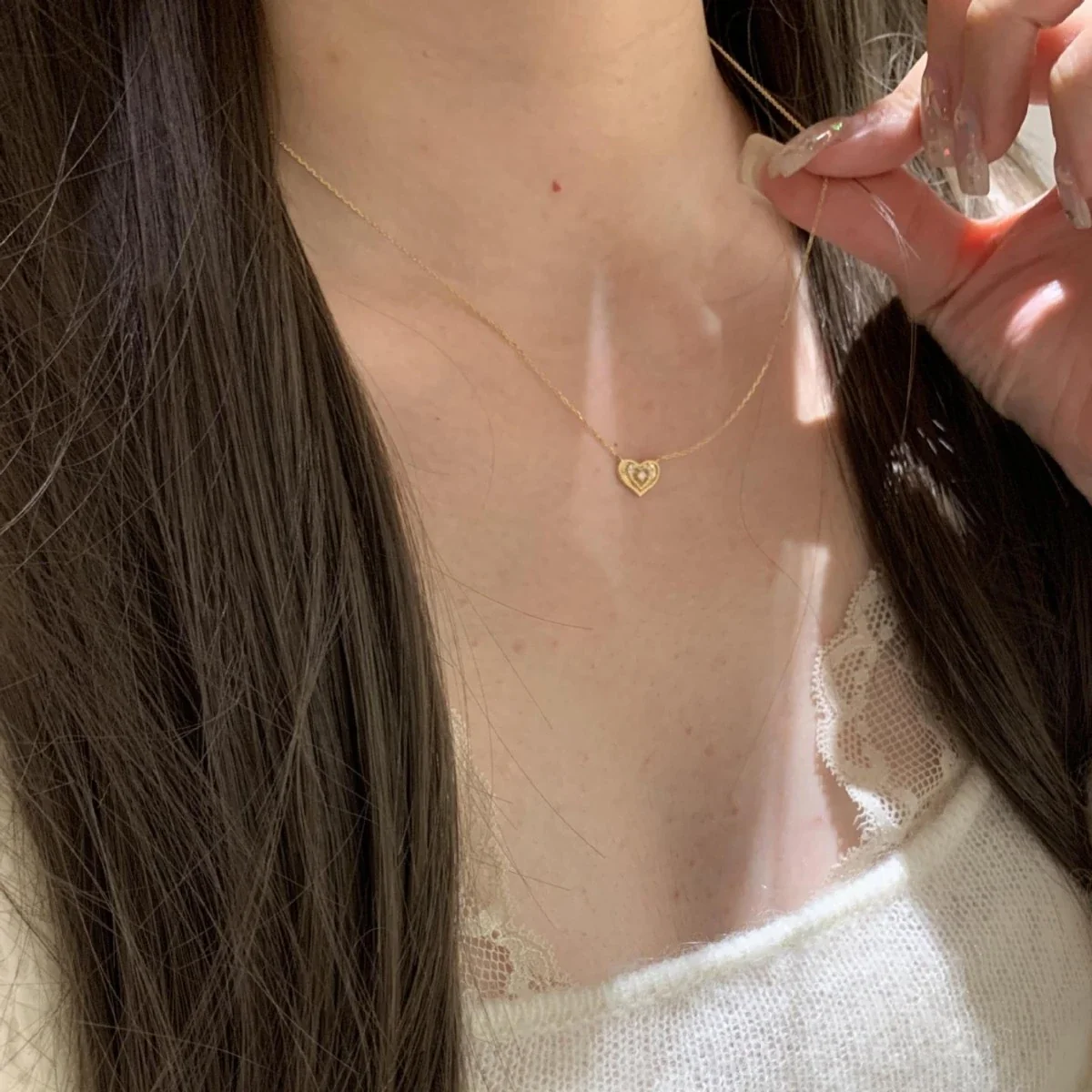 Radiant 925 Sterling Silver Heart Crystal Pendant Necklace