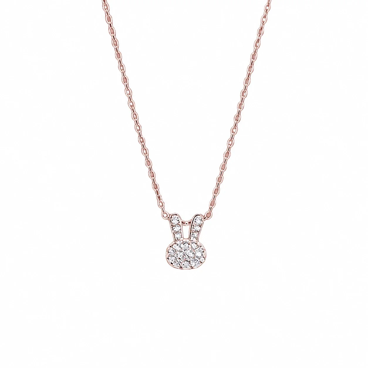 Dainty 925 Sterling Silver Pavé Rabbit Pendant Necklace