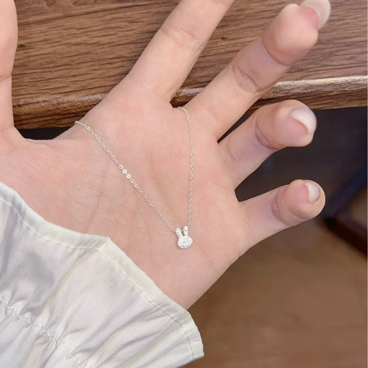Dainty 925 Sterling Silver Pavé Rabbit Pendant Necklace