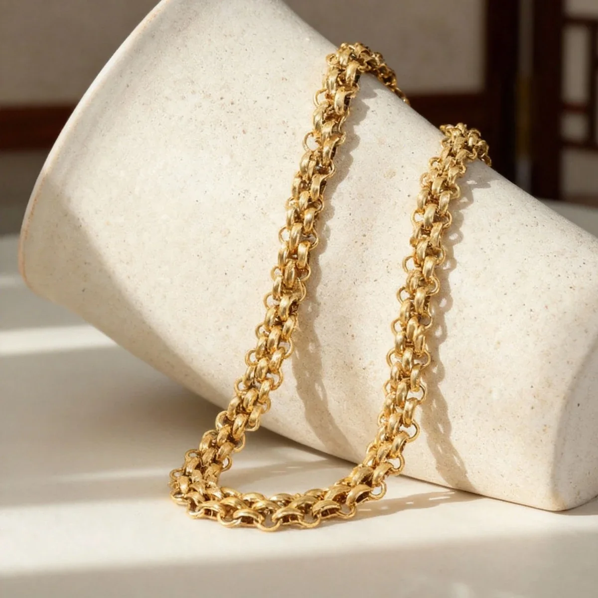 Bold Gold PVD Layered Curb Link OT Clasp Bracelet