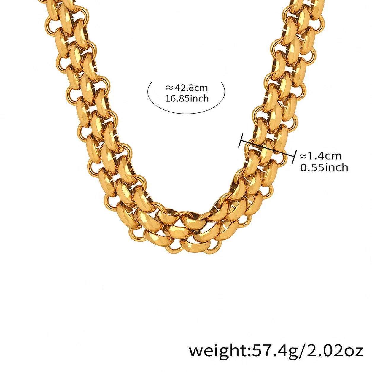 Bold Gold PVD Layered Curb Link OT Clasp Bracelet - Gold
