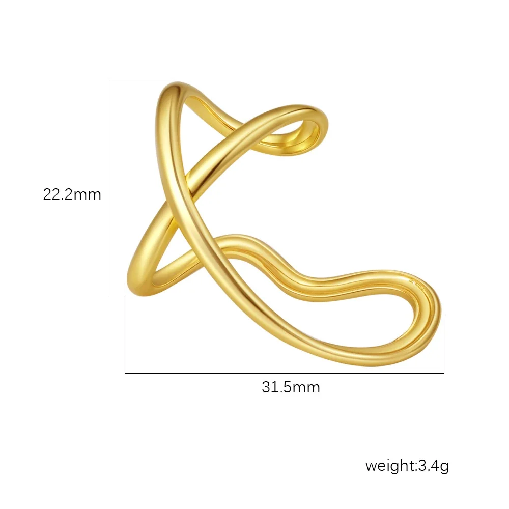 Sculptural 18K Gold-Plated Baguette Stone Wide-Band Ring - Gold Open
