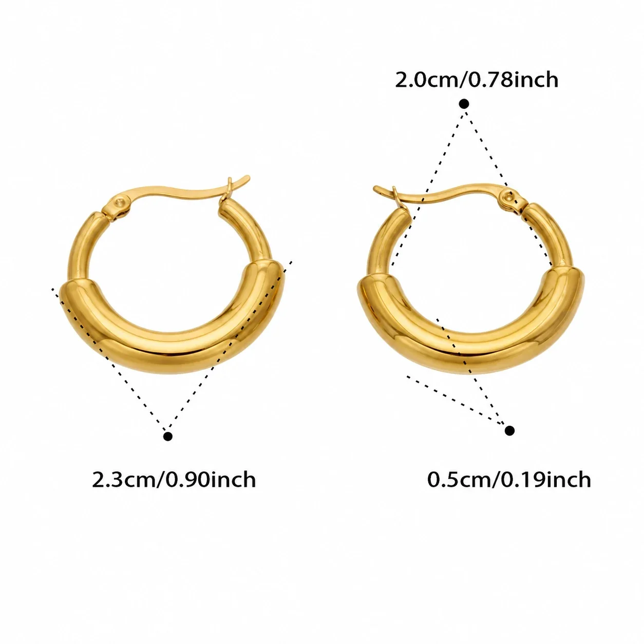 Sculptural Gold-Plated Wide Dome C-Hoop Earrings - Gold