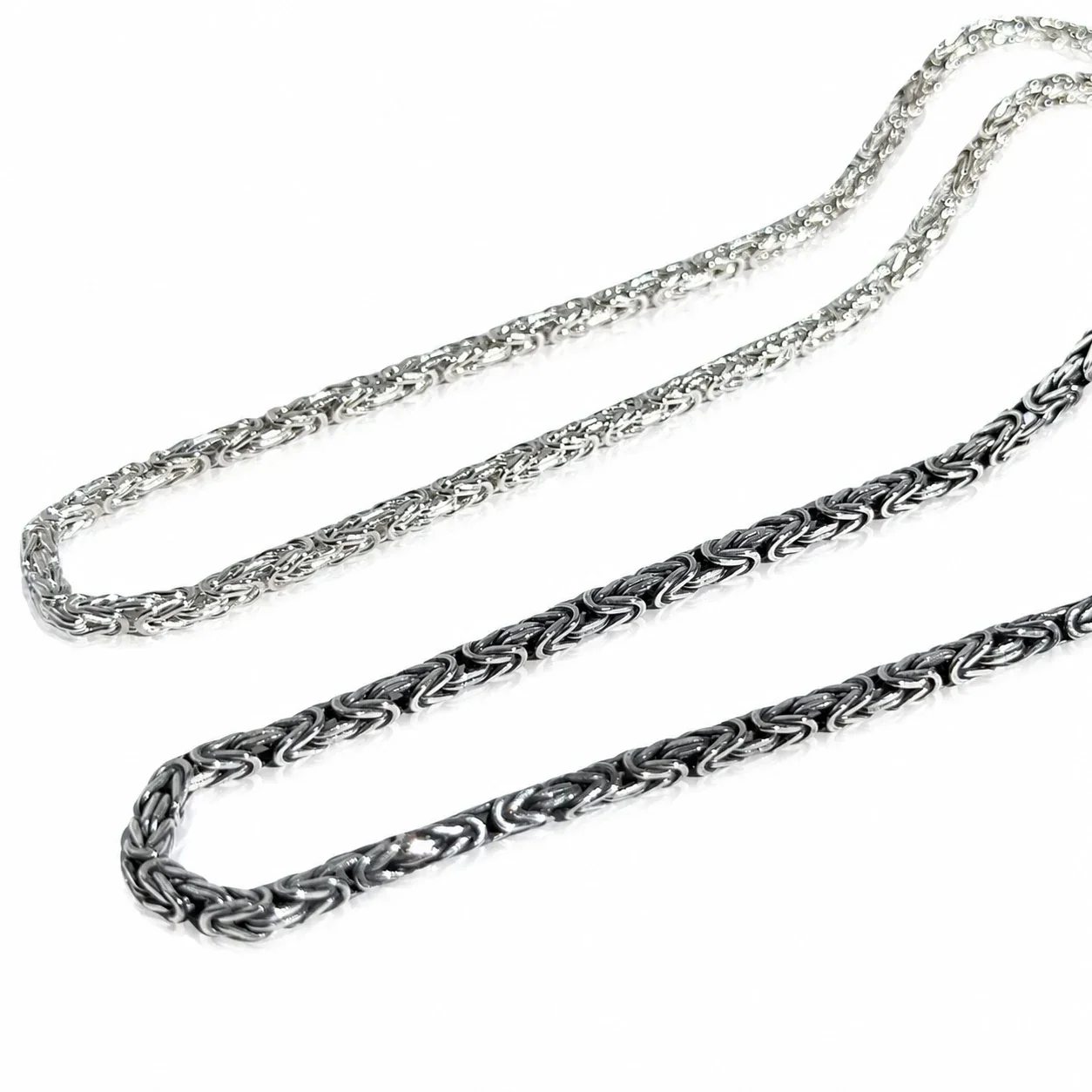 Textured Electroplated Byzantine 925 Sterling Silver Chain