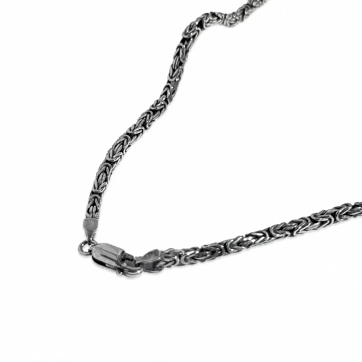 Textured Electroplated Byzantine 925 Sterling Silver Chain