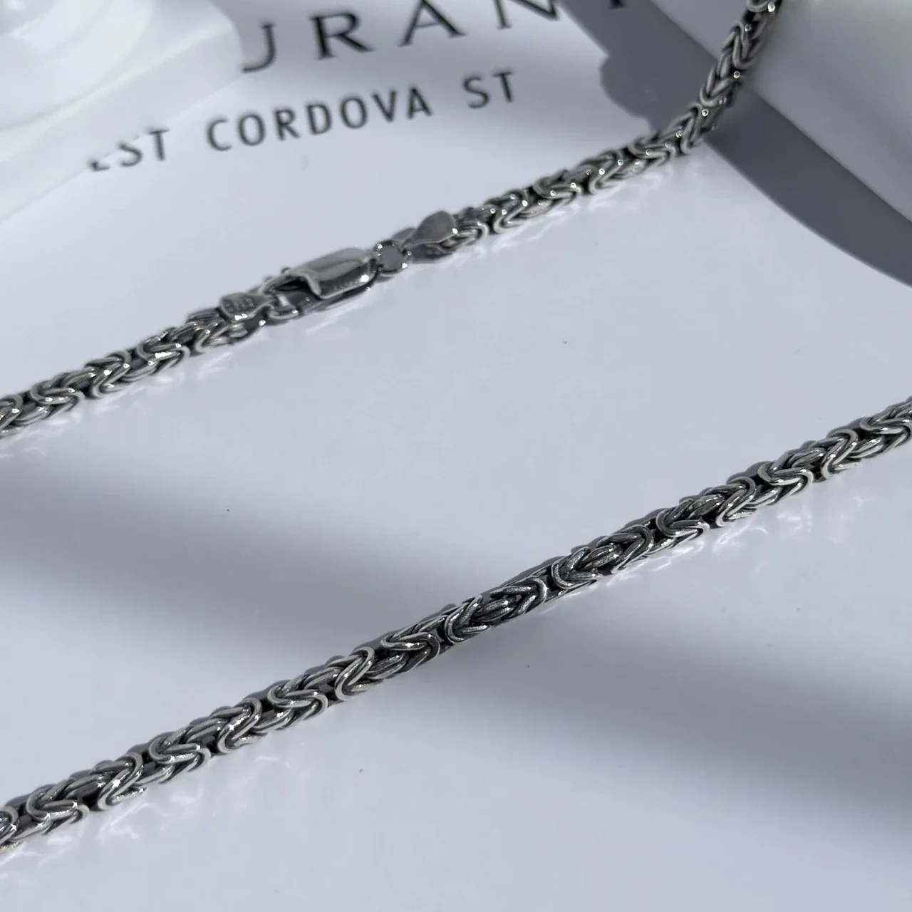 Textured Electroplated Byzantine 925 Sterling Silver Chain