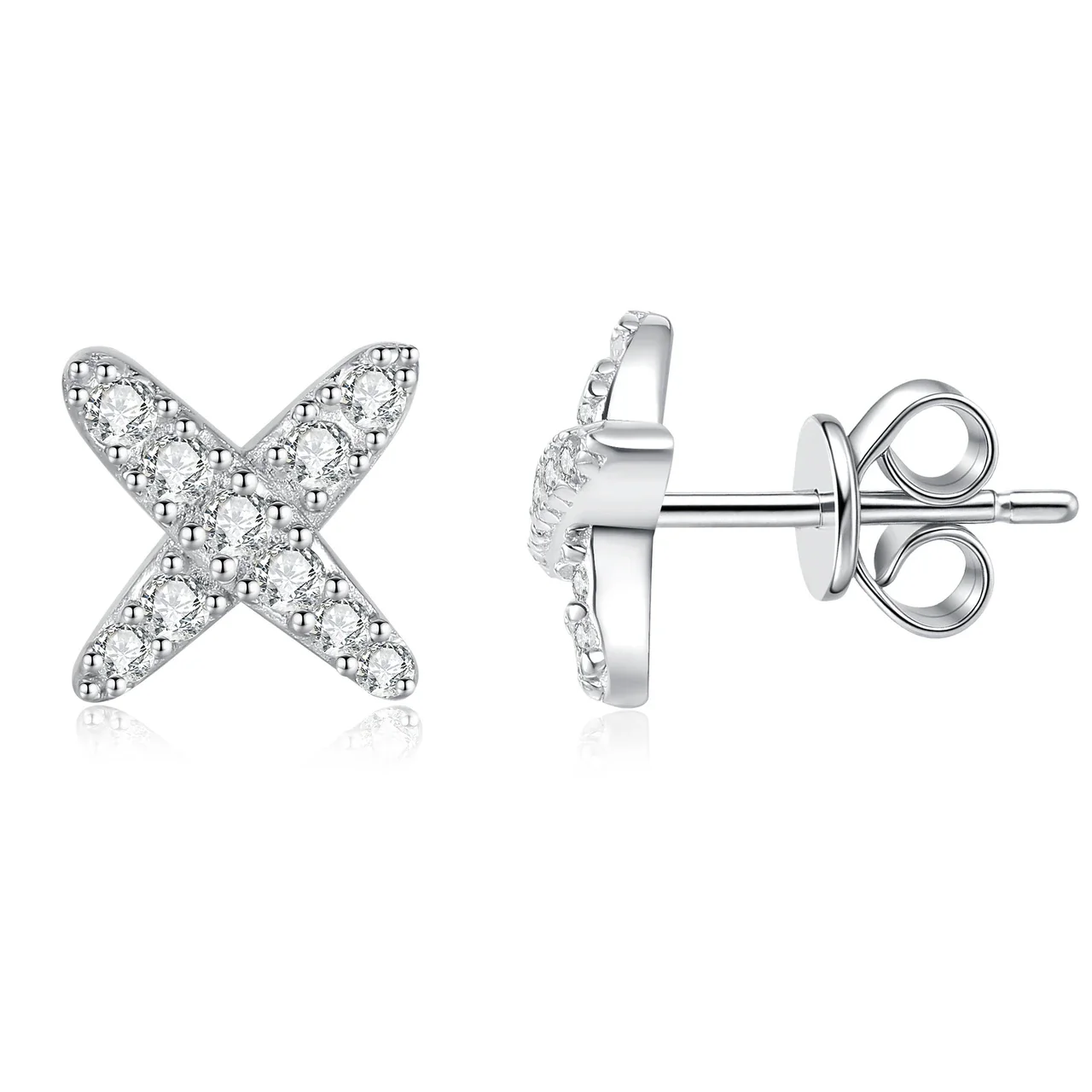 Petite 925 Sterling Silver Pavé X Moissanite Stud Earrings