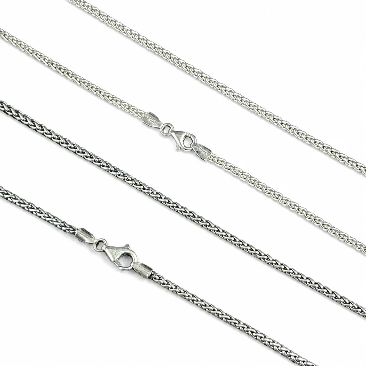 Braided 925 Sterling Silver Wheat Chain Necklace