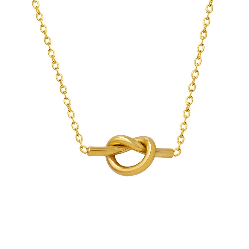 Refined Gold-Plated Knot Bar Stainless Steel Necklace