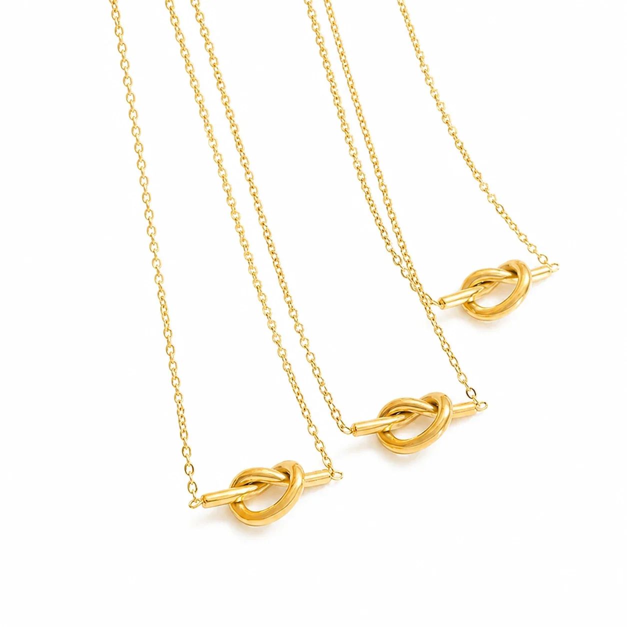 Refined Gold-Plated Knot Bar Stainless Steel Necklace
