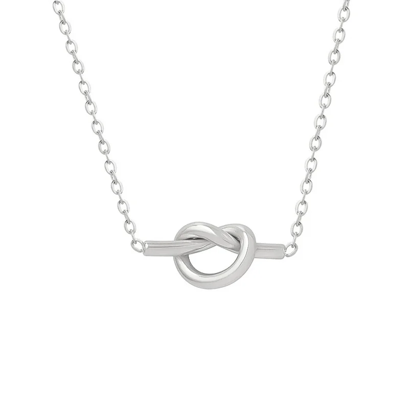 Refined Gold-Plated Knot Bar Stainless Steel Necklace - Silver