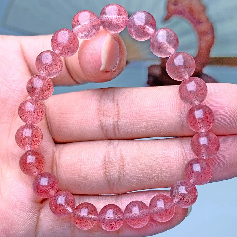 Translucent Pink Round-Bead Crystal Stretch Bracelet
