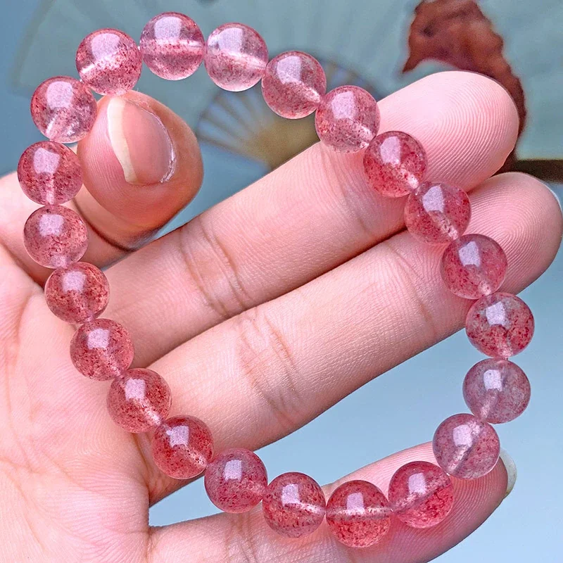 Translucent Pink Round-Bead Crystal Stretch Bracelet