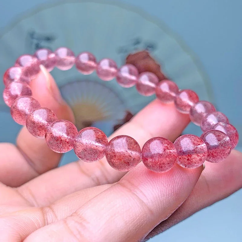 Translucent Pink Round-Bead Crystal Stretch Bracelet