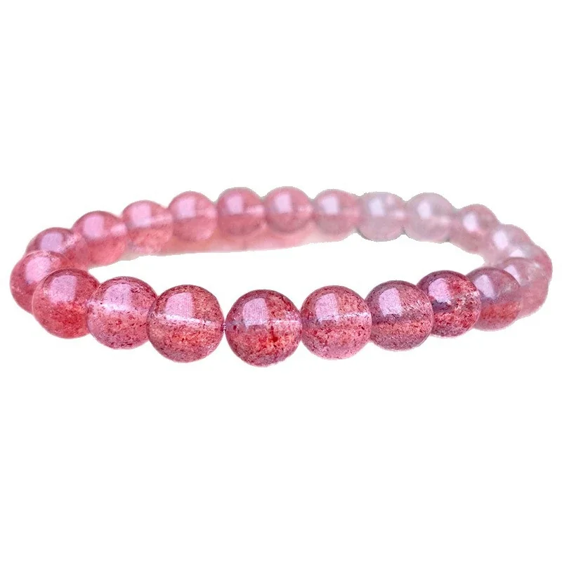 Translucent Pink Round-Bead Crystal Stretch Bracelet