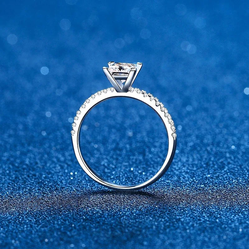 Radiant Princess-Cut Pavé 925 Sterling Silver Ring