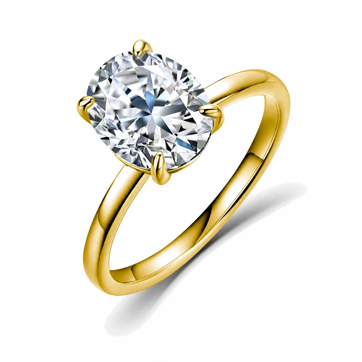 Radiant 925 Sterling Silver Oval Six-Prong Moissanite Ring
