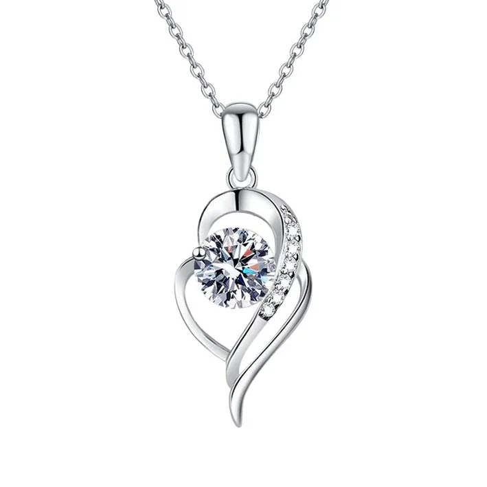 Luminous Open-Heart 925 Sterling Silver Moissanite Necklace