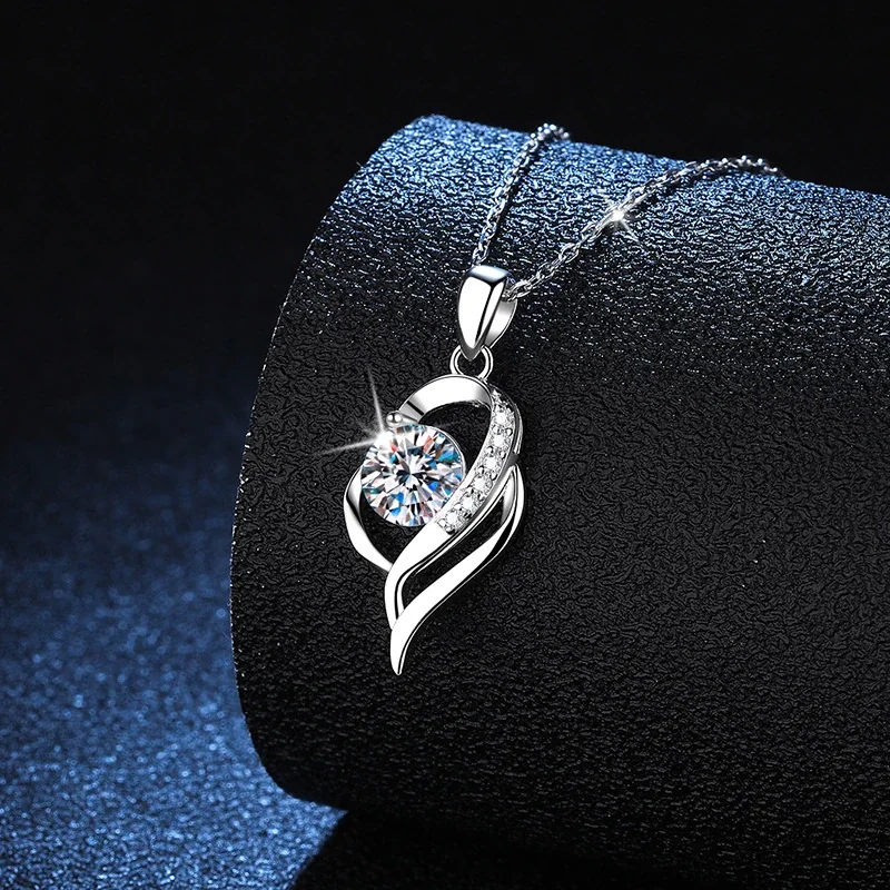 Luminous Open-Heart 925 Sterling Silver Moissanite Necklace