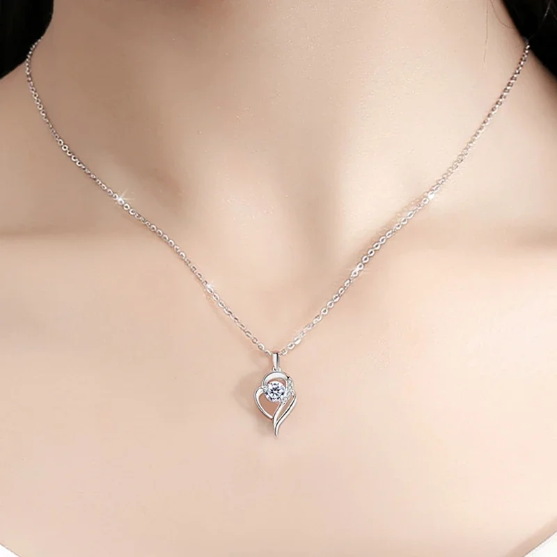 Luminous Open-Heart 925 Sterling Silver Moissanite Necklace