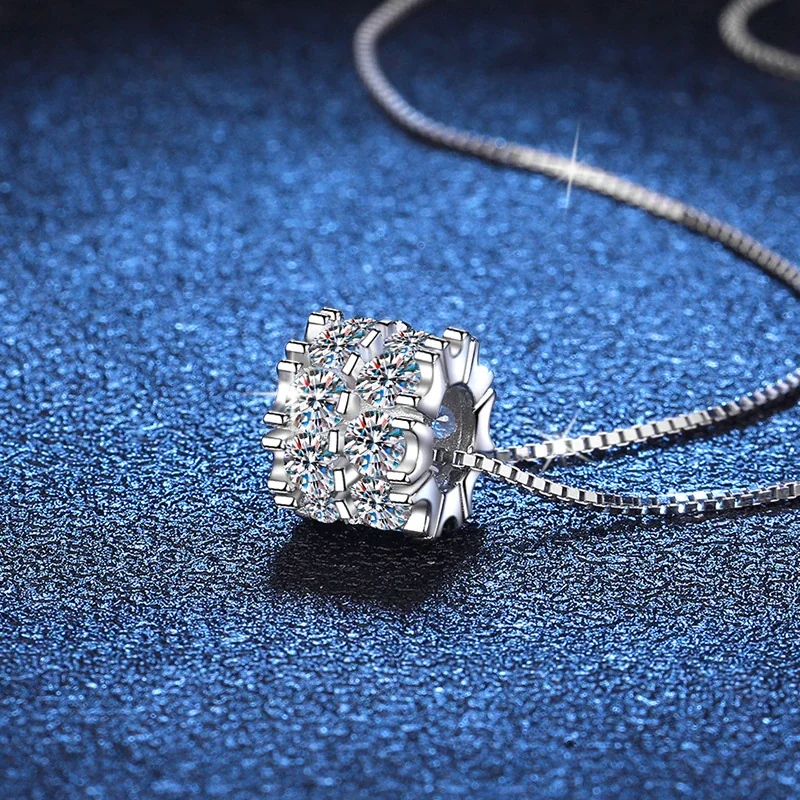 Radiant 925 Sterling Silver Box Chain Pavé Barrel Necklace