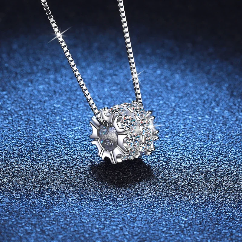 Radiant 925 Sterling Silver Box Chain Pavé Barrel Necklace