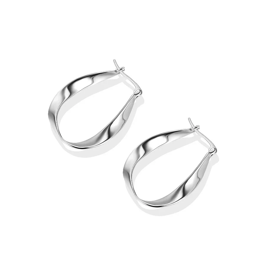 Sculptural 925 Sterling Silver Twisted Teardrop Hoop Earrings