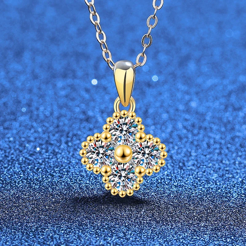 Radiant Clover Four-Stone 925 Sterling Silver Necklace