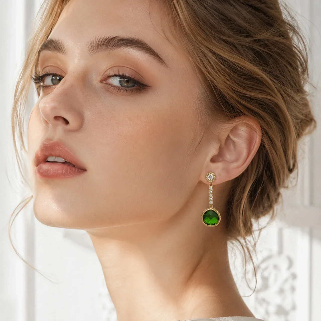 Vivid Gold-Plated Teardrop Glass Bar Drop Earrings