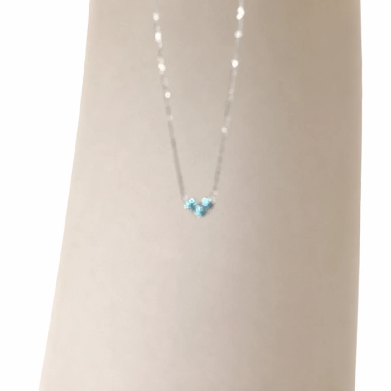 Delicate Silver-Plated Blue Heart CZ Box Chain Necklace