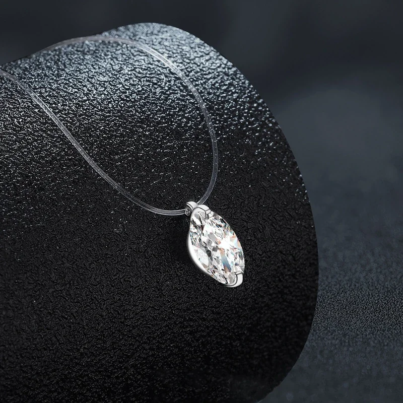 Ethereal 925 sterling silver Oval Two-Prong Pendant Necklace
