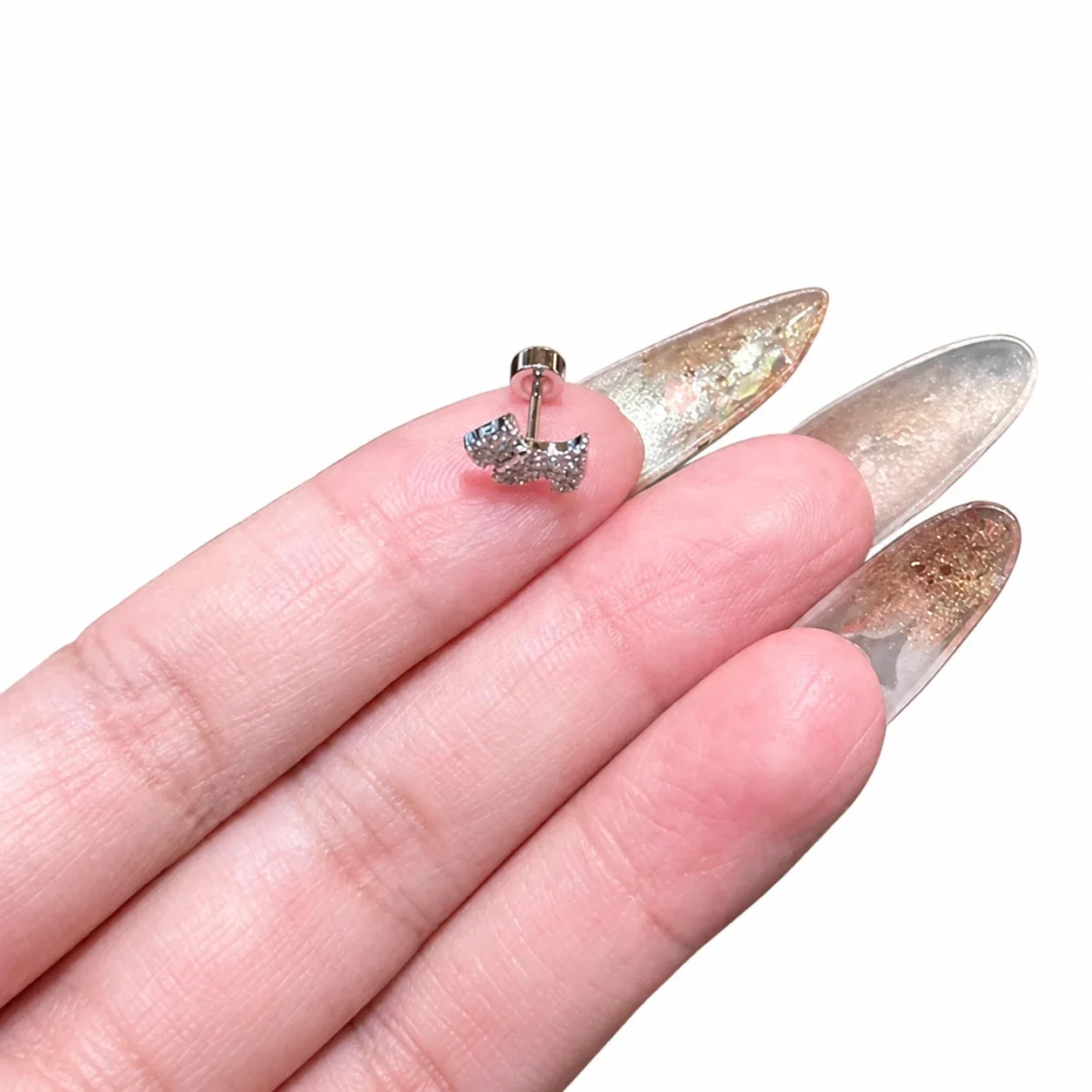 Sparkling Silver-Plated Pavé Dog Copper Stud Earrings