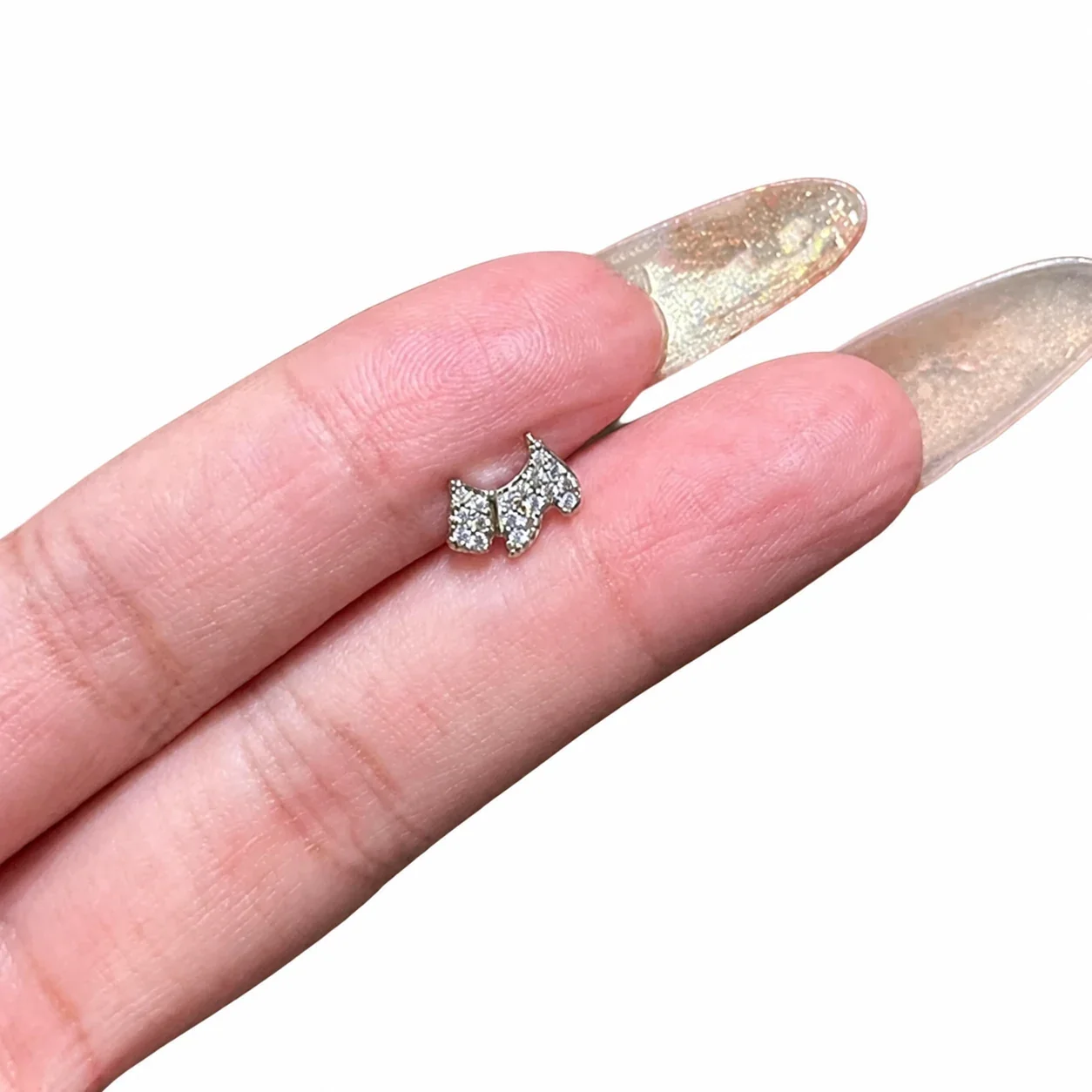 Sparkling Silver-Plated Pavé Dog Copper Stud Earrings