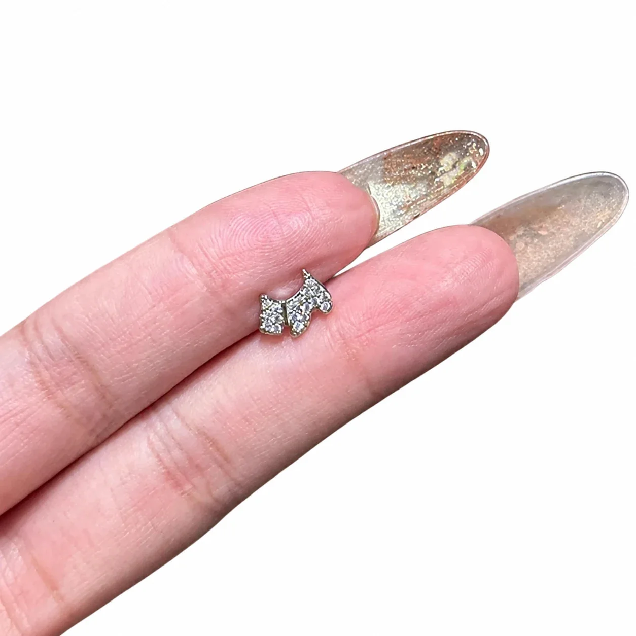 Sparkling Silver-Plated Pavé Dog Copper Stud Earrings