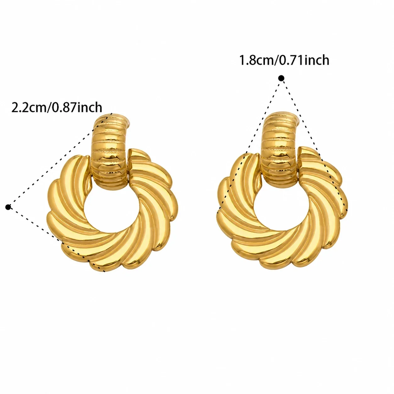 Sculptural Ribbed Swirl Gold-Plated Stainless Steel Hoop Earrings - Gold