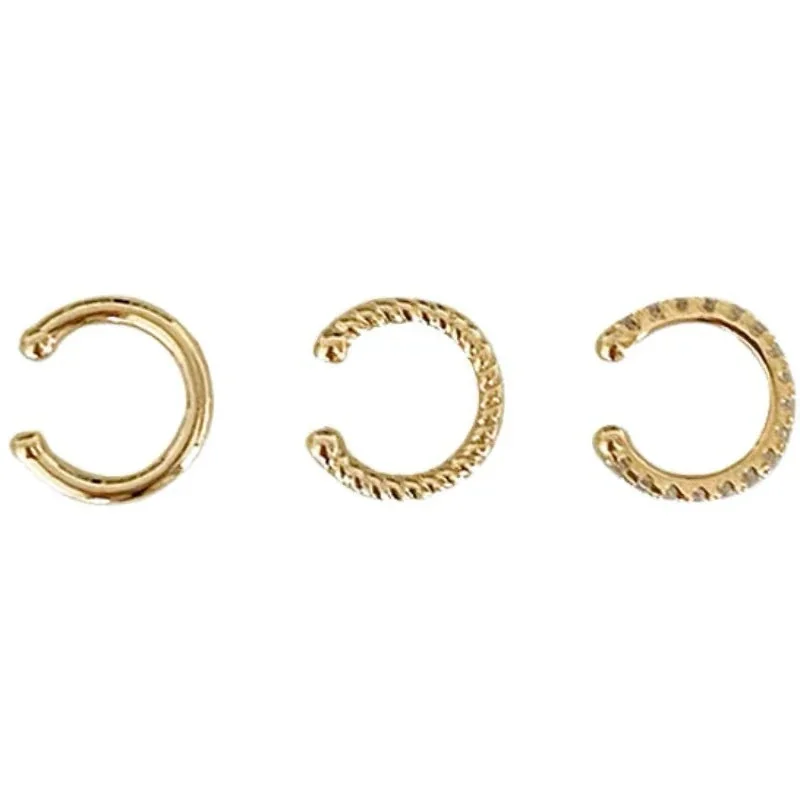 Delicate 925 Sterling Silver Open Cuff Trio Ear Cuff