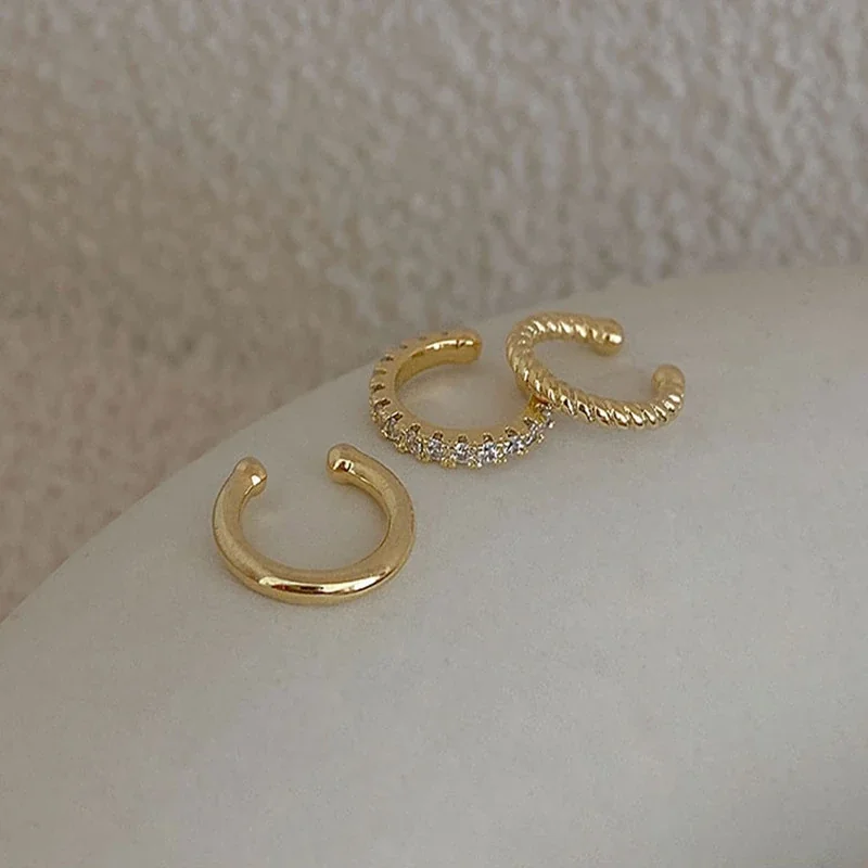 Delicate 925 Sterling Silver Open Cuff Trio Ear Cuff