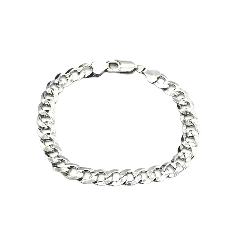 Lobster-Clasp Cuban Link 925 Sterling Silver Bracelet