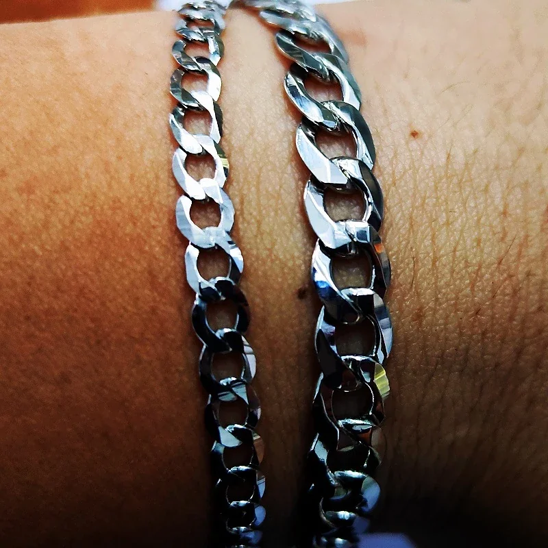 Lobster-Clasp Cuban Link 925 Sterling Silver Bracelet