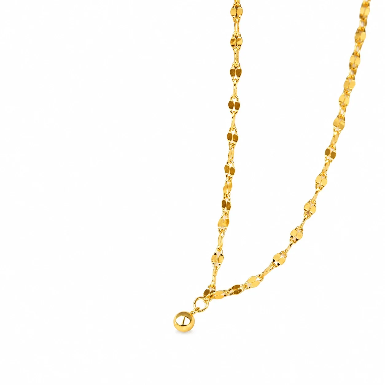 Delicate 925 Sterling Silver Faceted Link Bead Necklace