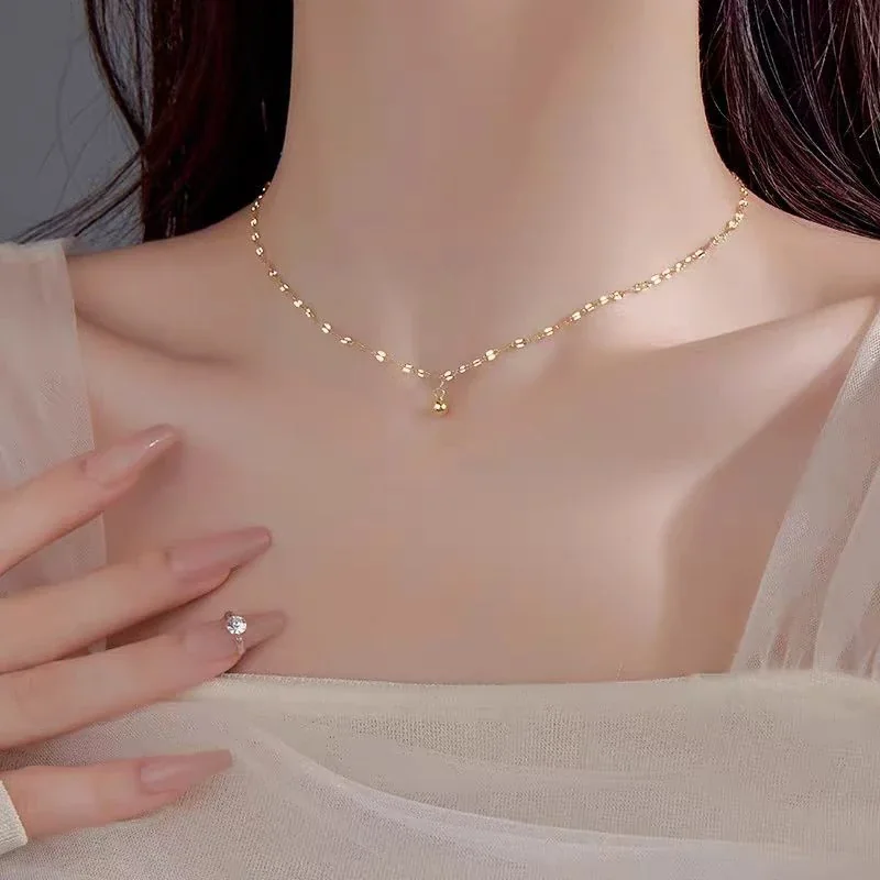 Delicate 925 Sterling Silver Faceted Link Bead Necklace